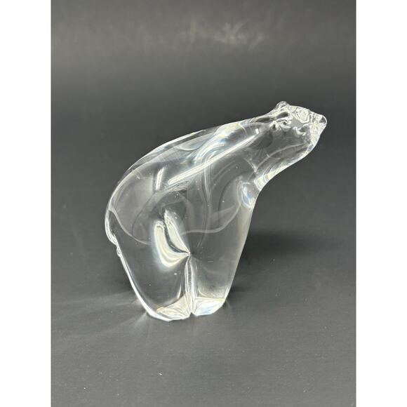 Rare Cristais Hering (Brazil) Lead Crystal Art Glass Polar Bear Paperweight MCM - Picture 2 of 6